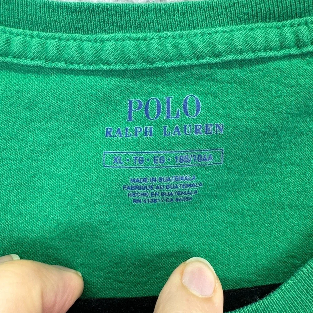 Polo Ralph Lauren Tshirt Mens XL‎ Green Crewneck Preppy Lounge Active Everyday